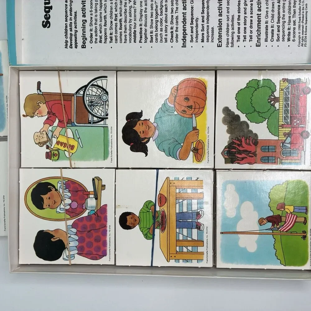 Vintage 1988 Frank Schaffer 6-Scene Sequencing Cards Homeschool Early Edition